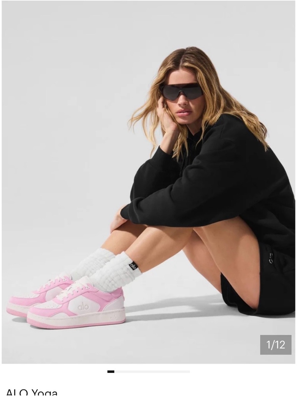 ALO Yoga Recover Women’s Pink and White Low-Top Sneakers Size 6.5
